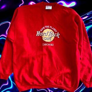 VTG red embroidered HardRock Cafe Chicago crewneck sweatshirt
